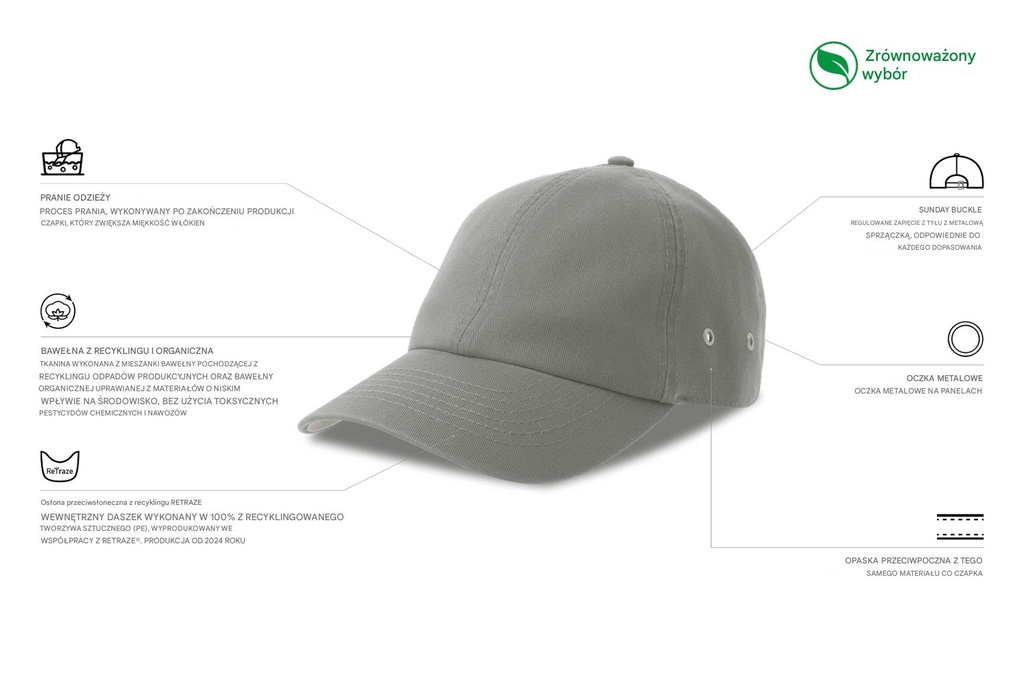 Czapka bawełniana z zakrzywionym daszkiem - Grey