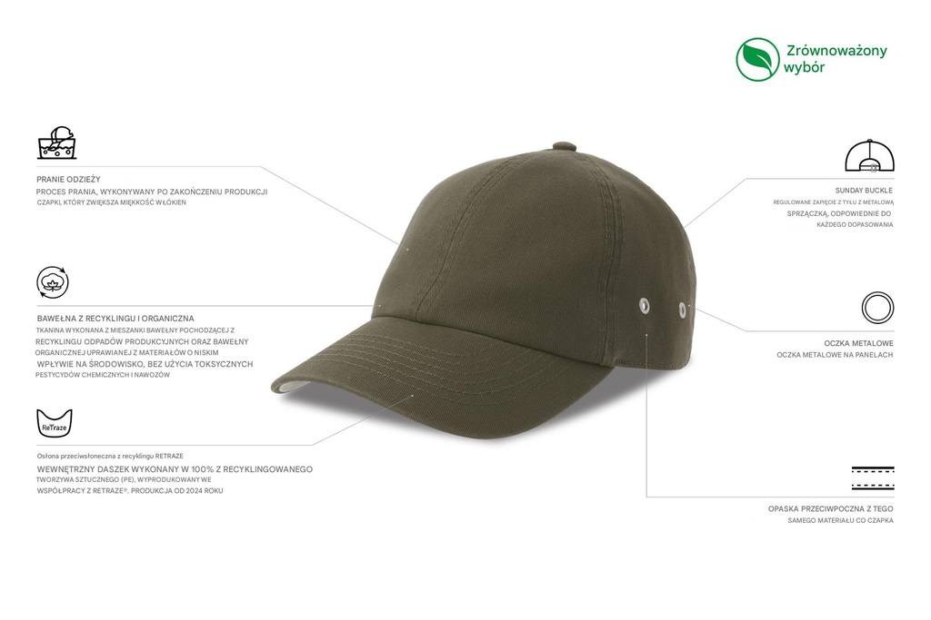 Czapka bawełniana z zakrzywionym daszkiem - Olive
