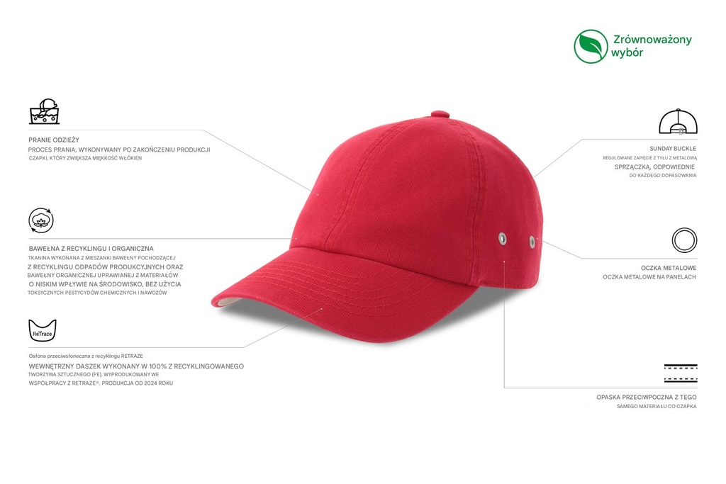 Czapka bawełniana z zakrzywionym daszkiem - Red