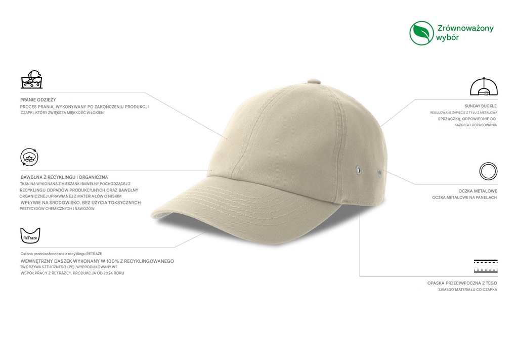 Czapka bawełniana z zakrzywionym daszkiem - Stone