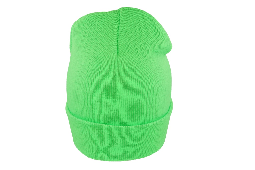 Czapka beanie dwuwarstwowa z mankietem - Green Fluo