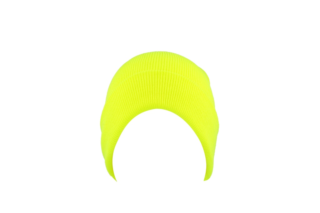 Czapka beanie dwuwarstwowa z mankietem - Yellow Fluo