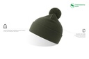 Czapka beanie z pomponem i mankietem - Olive