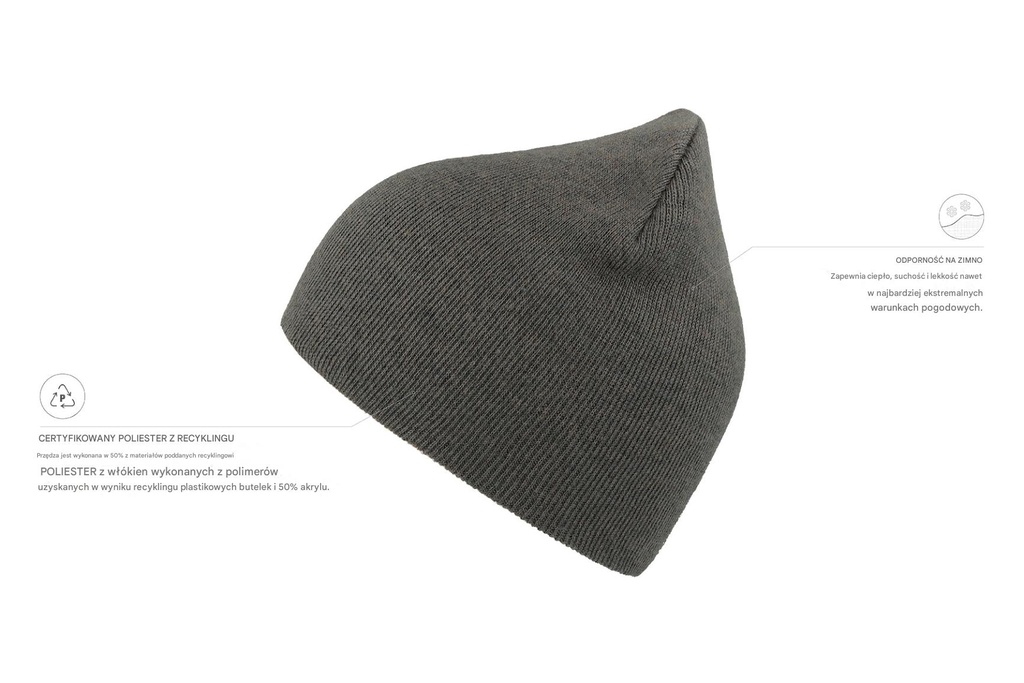 Czapka beanie z wywinięciem, dwuwarstwowa - Dark Grey