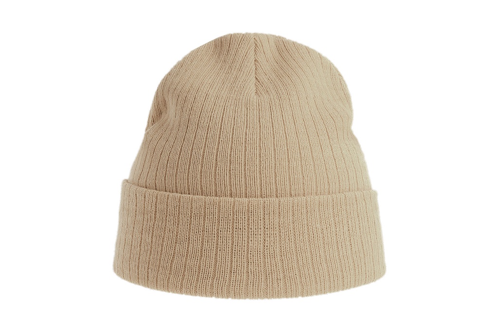 Czapka dwuwarstwowa prążkowana - Beige