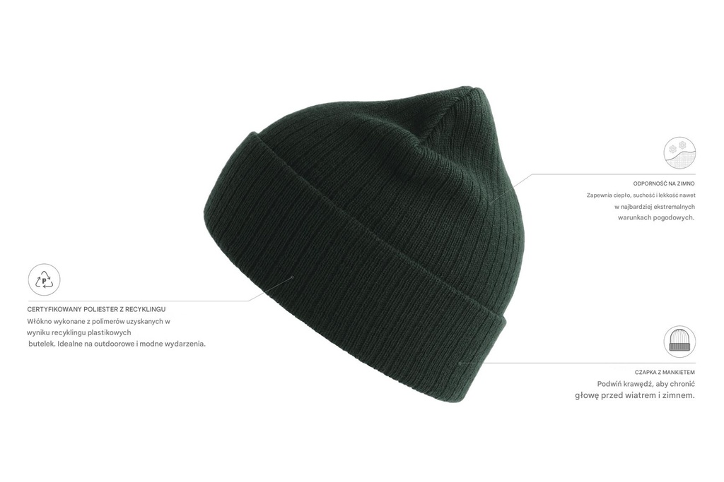 Czapka dwuwarstwowa prążkowana - Bottle Green