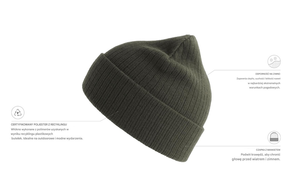 Czapka dwuwarstwowa prążkowana - Olive