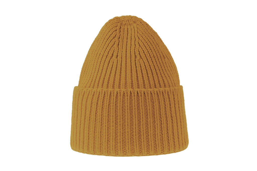 Czapka dzianinowa z podwinięciem - Mustard