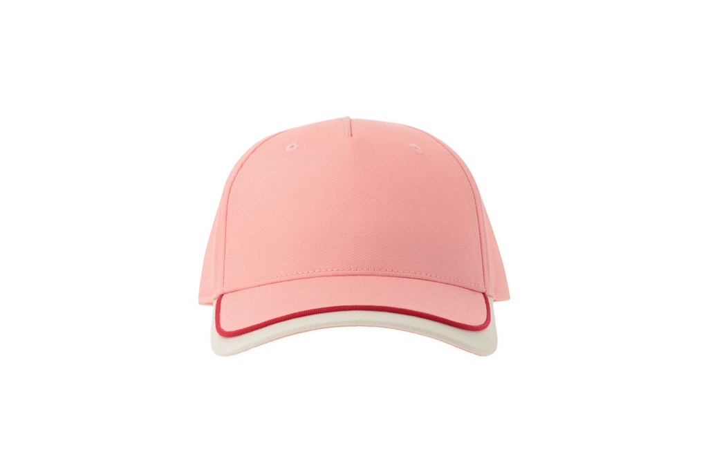 Czapka dziecięca z daszkiem, bawełna organiczna - Pink & White