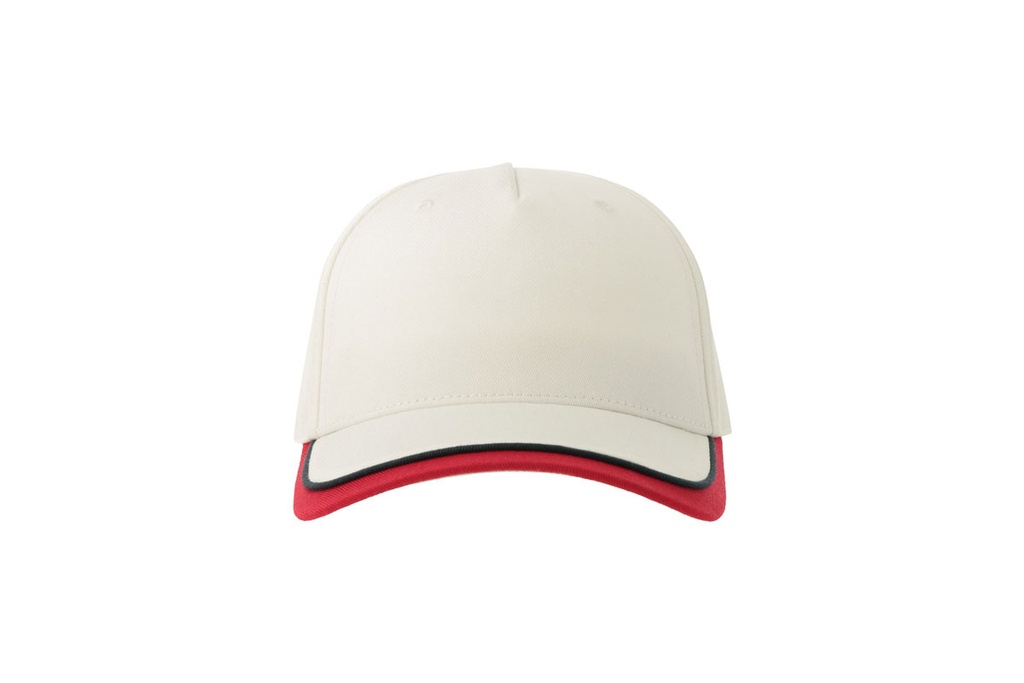 Czapka dziecięca z daszkiem, bawełna organiczna - White & Red