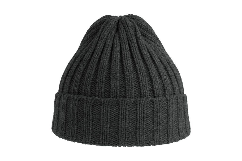 Czapka prążkowana z recyklingu - Dark Grey Melange