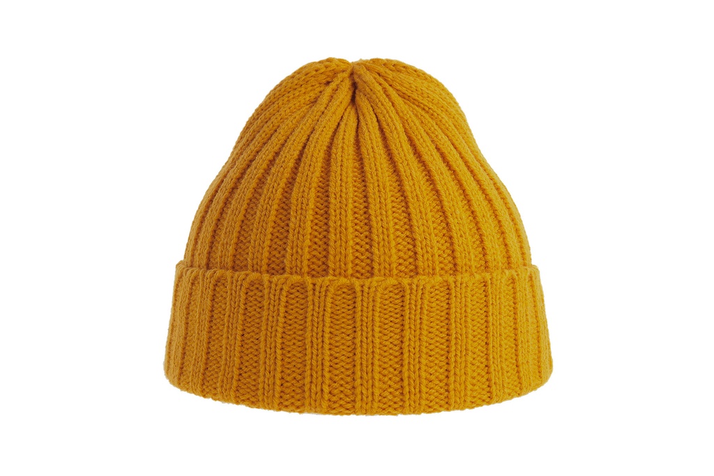 Czapka prążkowana z recyklingu - Mustard