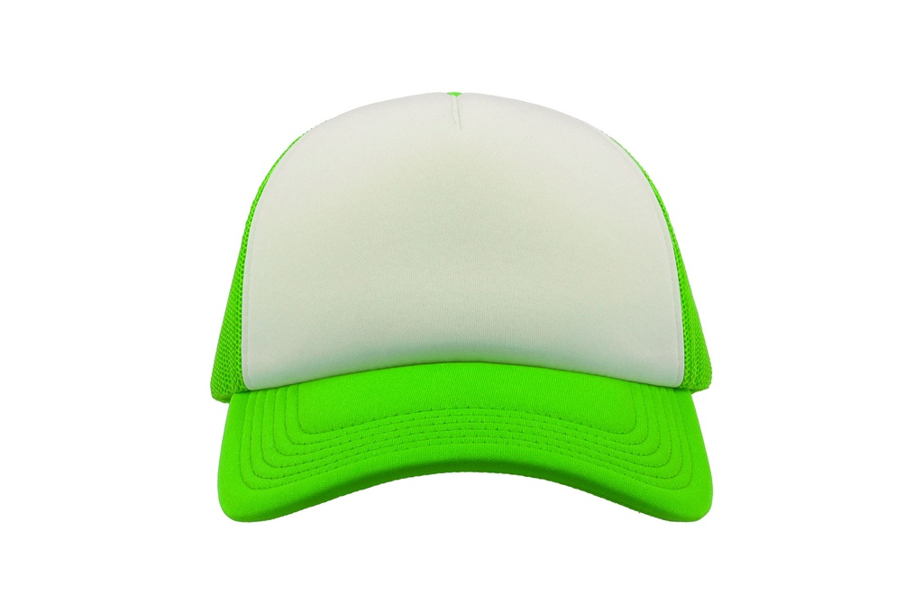 Czapka snapback z siateczką - White & Green Fluo
