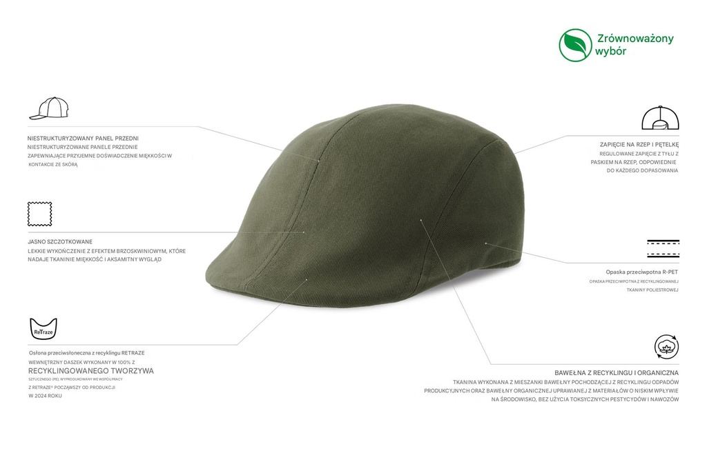 Czapka z daszkiem z bawełny twill - Olive