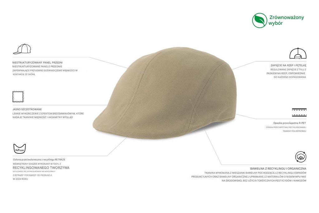 Czapka z daszkiem z bawełny twill - Khaki