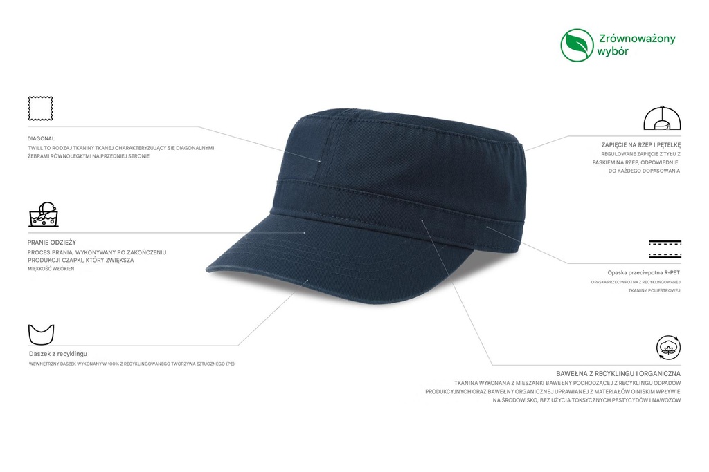 Czapka z daszkiem z bawełny organicznej - Navy