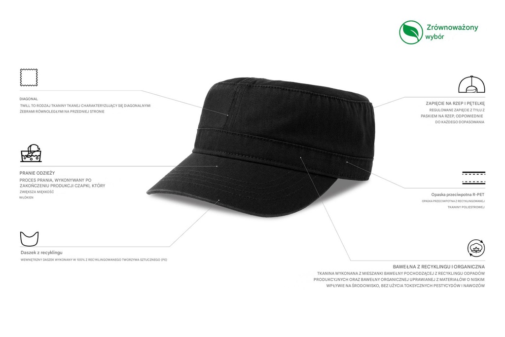 Czapka z daszkiem z bawełny organicznej - Black