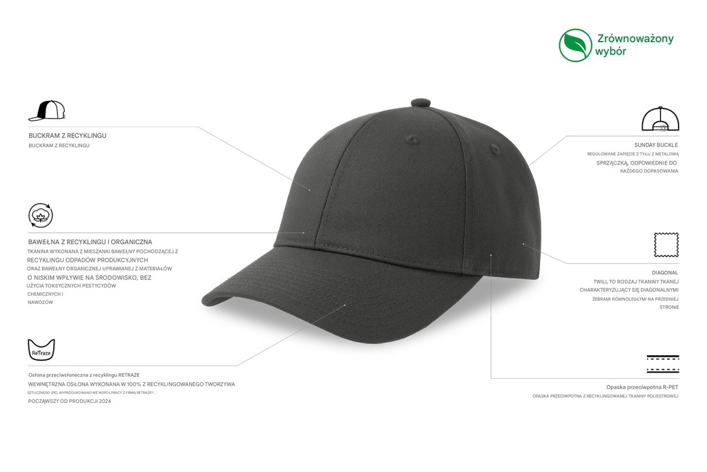 Czapka z daszkiem z bawełny organicznej - Dark Grey