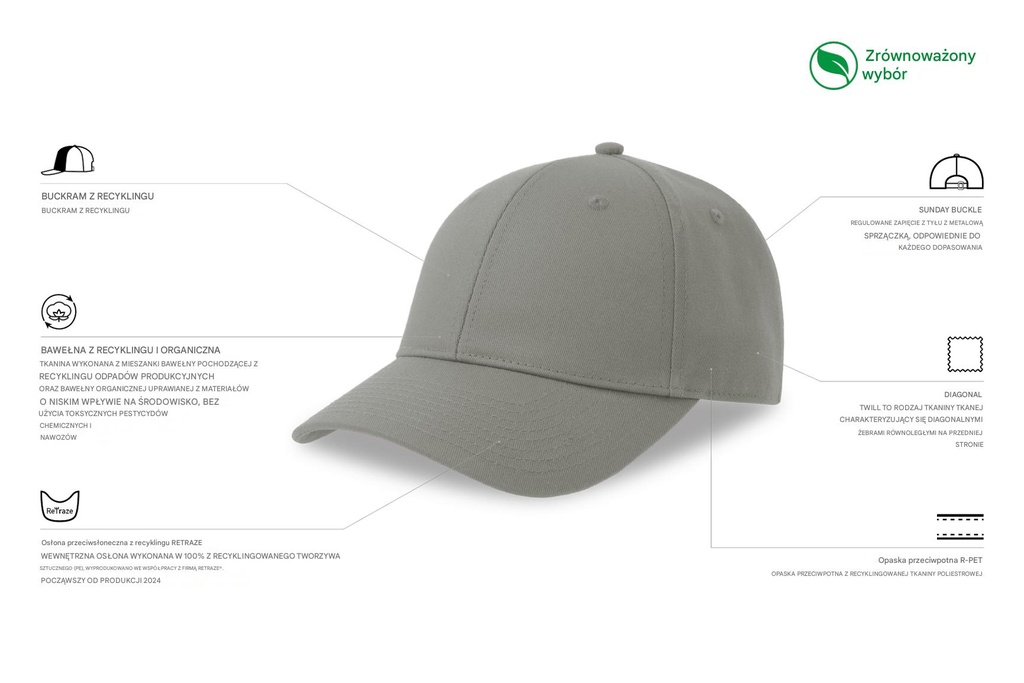 Czapka z daszkiem z bawełny organicznej - Light Grey