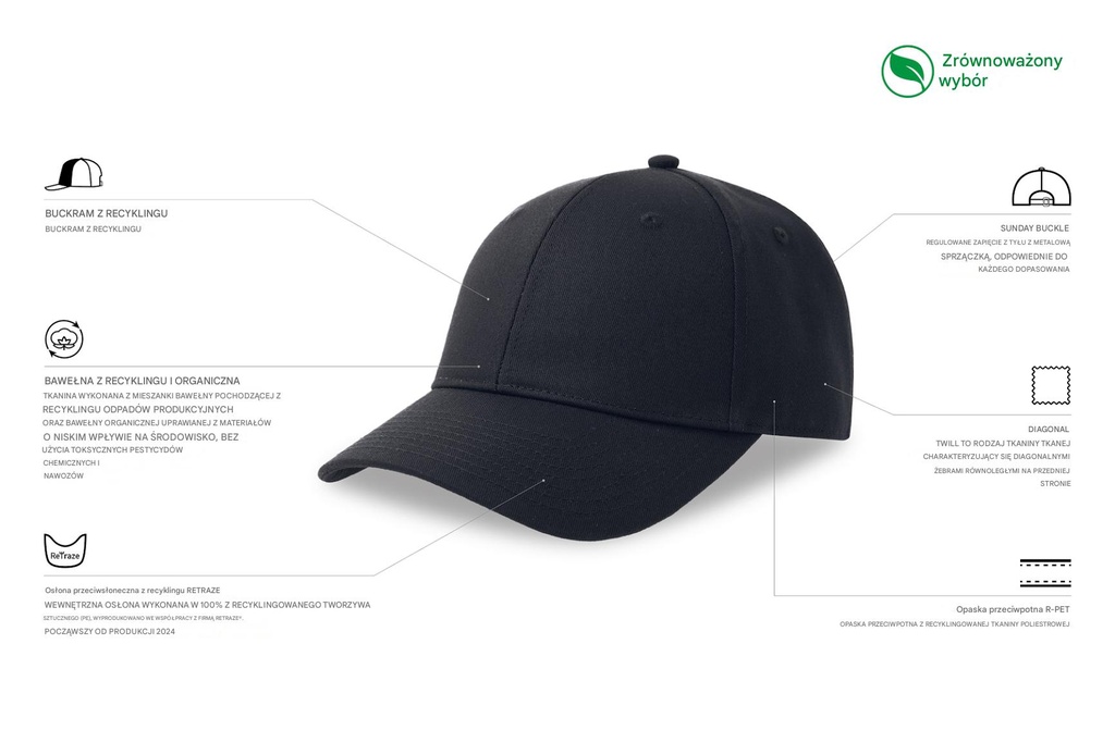 Czapka z daszkiem z bawełny organicznej - Navy