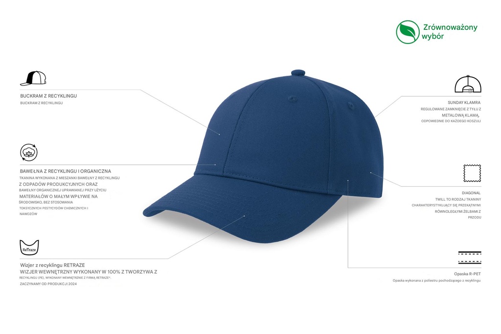 Czapka z daszkiem z bawełny organicznej - Royal