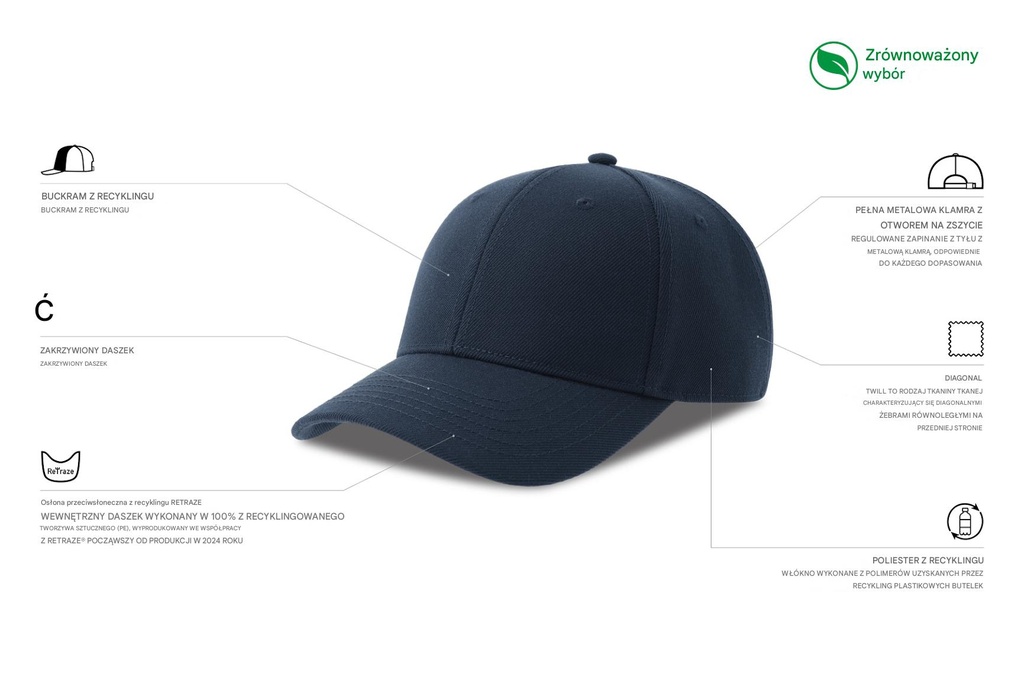 Czapka z daszkiem z recyklingu - Navy