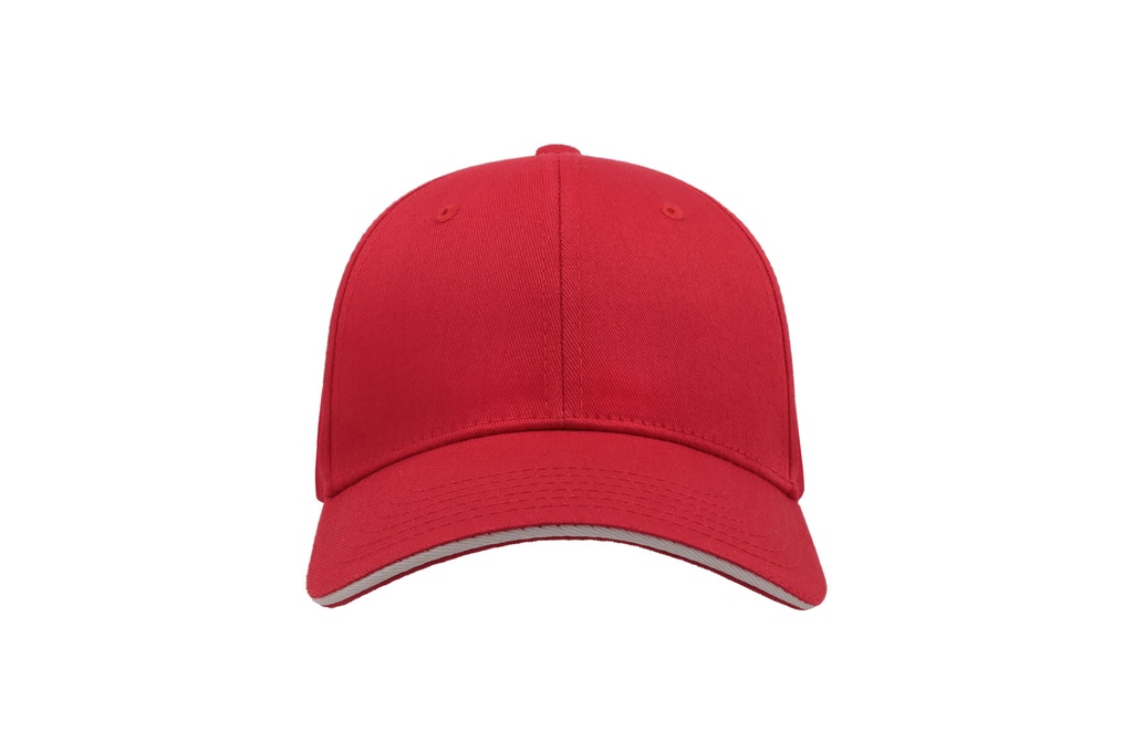 Czapka z daszkiem 5-panelowa z zapięciem na rzep - Red & White