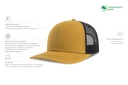 Czapka z daszkiem 6-panelowa z siateczką - Mustard & Black