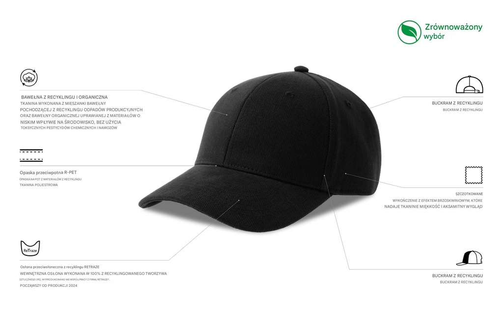 Czapka z daszkiem z bawełny organicznej - Black