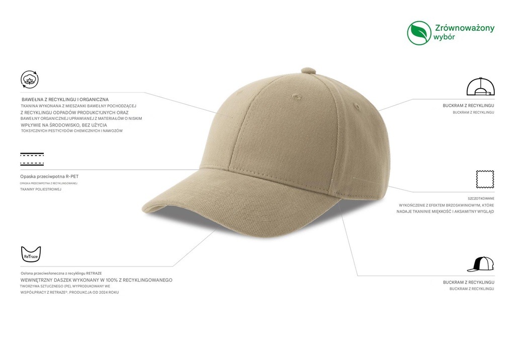 Czapka z daszkiem z bawełny organicznej - Khaki