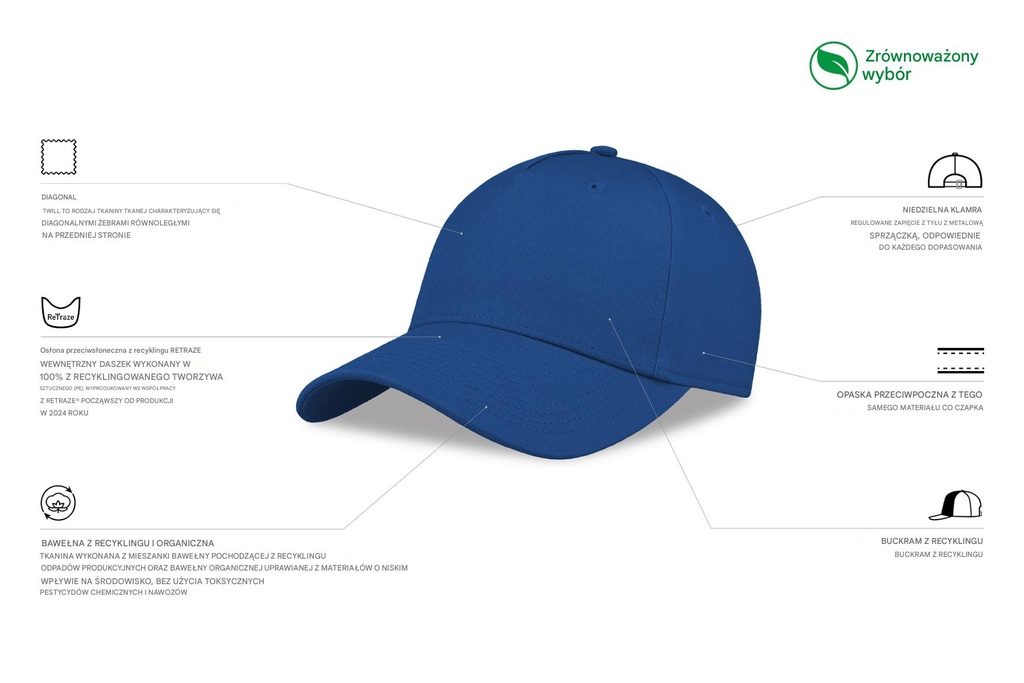 Czapka z daszkiem z bawełny organicznej - Royal