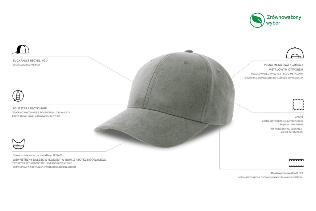 Czapka z daszkiem z recyklingu - Grey