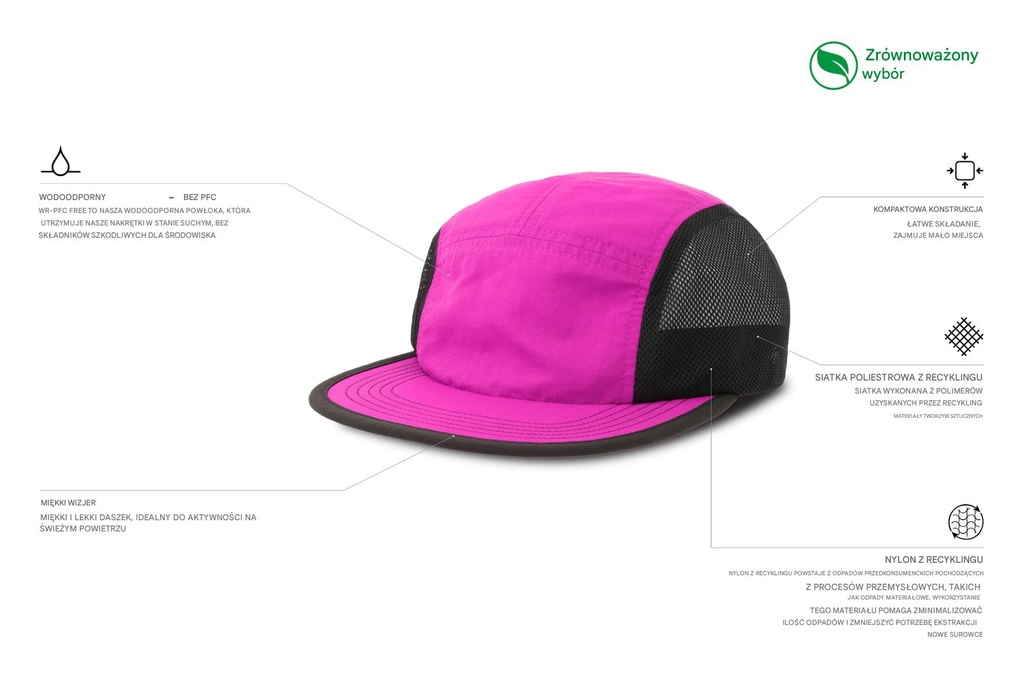 Czapka z płaskim daszkiem z recyklingu - Fuchsia Fluo