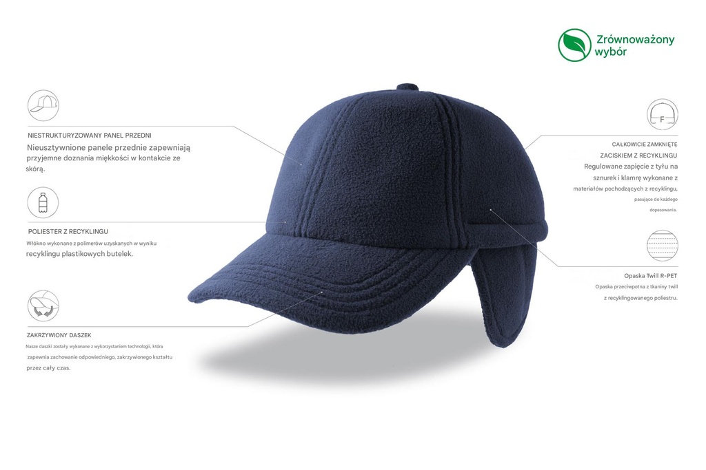Czapka zimowa z nausznikami i daszkiem - Navy