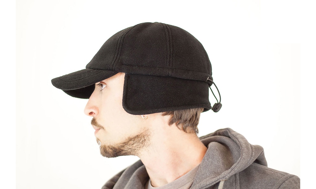 Czapka zimowa z nausznikami i regulacją - Black