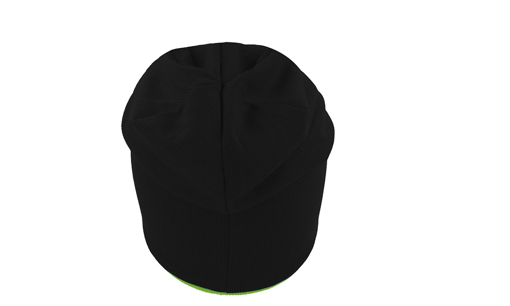 Dwustronna czapka beanie - Black & Green Fluo