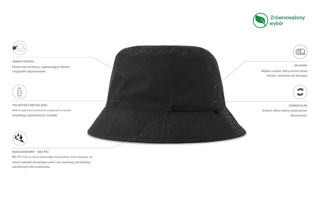 Dwustronna czapka zimowa z recyklingu - Black & Grey