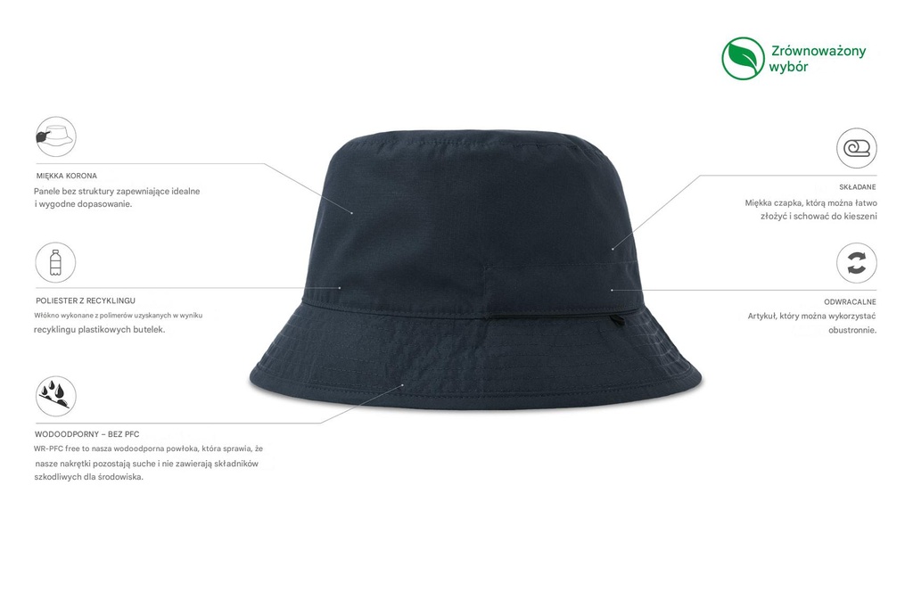 Dwustronna czapka zimowa z recyklingu - Navy & Grey