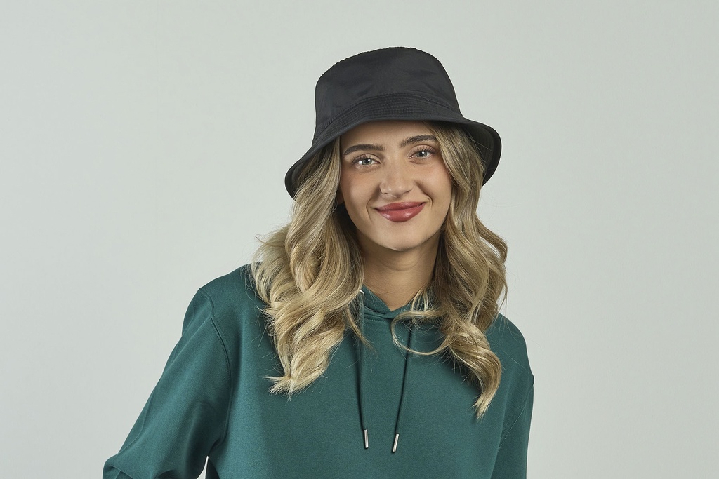 Dwustronna zimowa czapka bucket z polarową podszewką - Black & Dark Grey