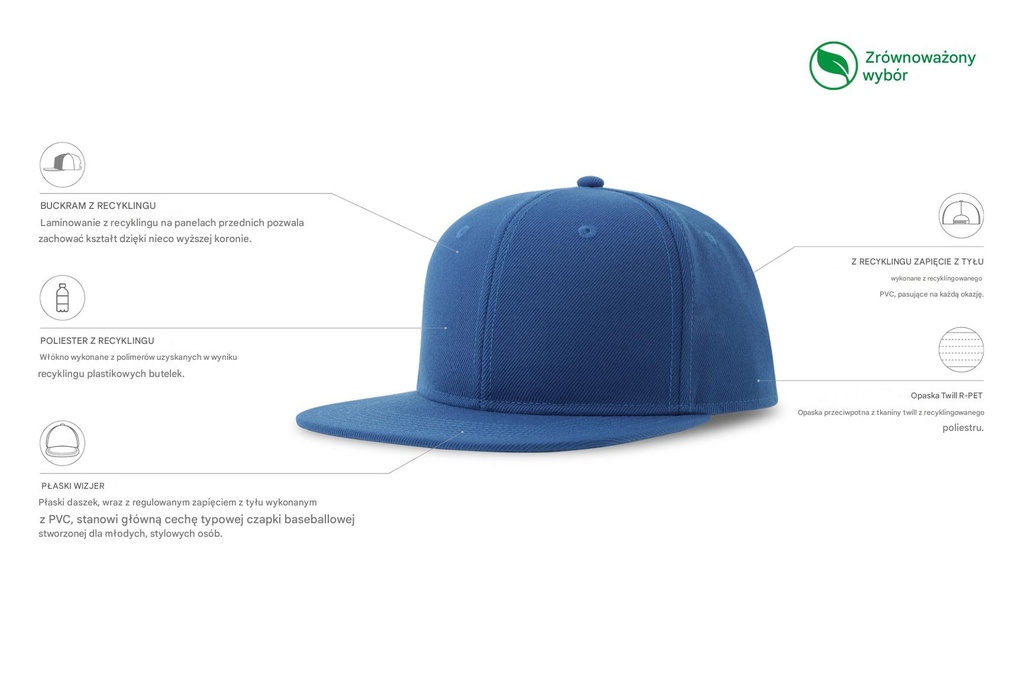 Dziecięca czapka z daszkiem z recyklingu - Royal