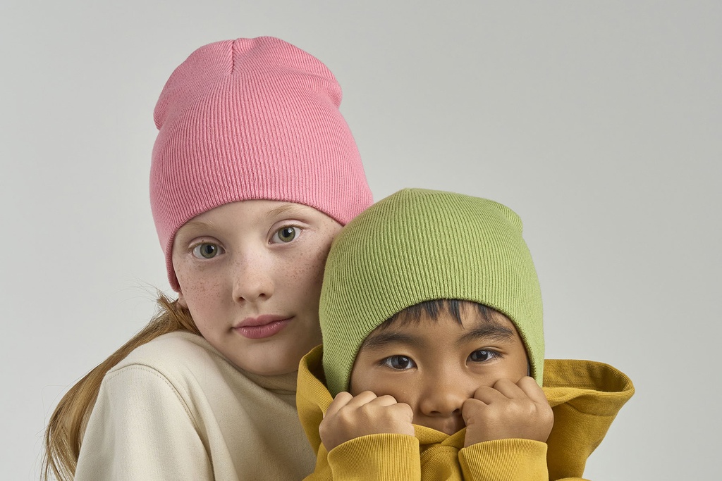 Dziecięca czapka prążkowana z bawełny organicznej - Leaf Green