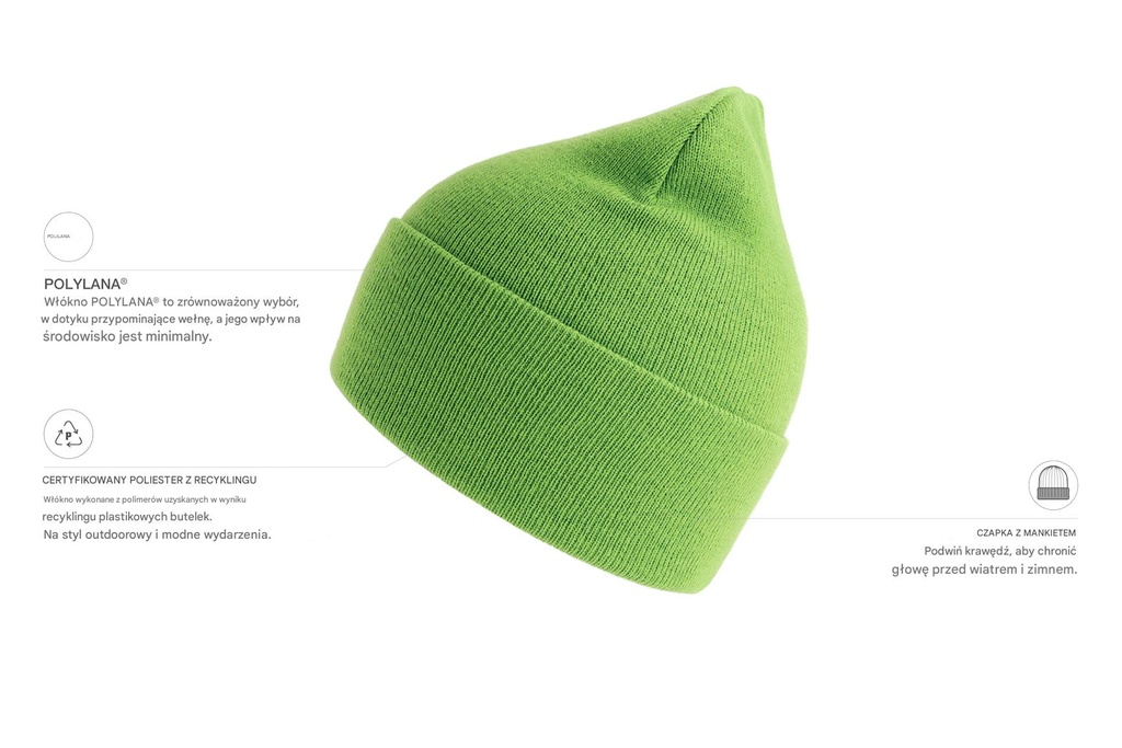 Dwuwarstwowa czapka z recyklingu - Acid Green