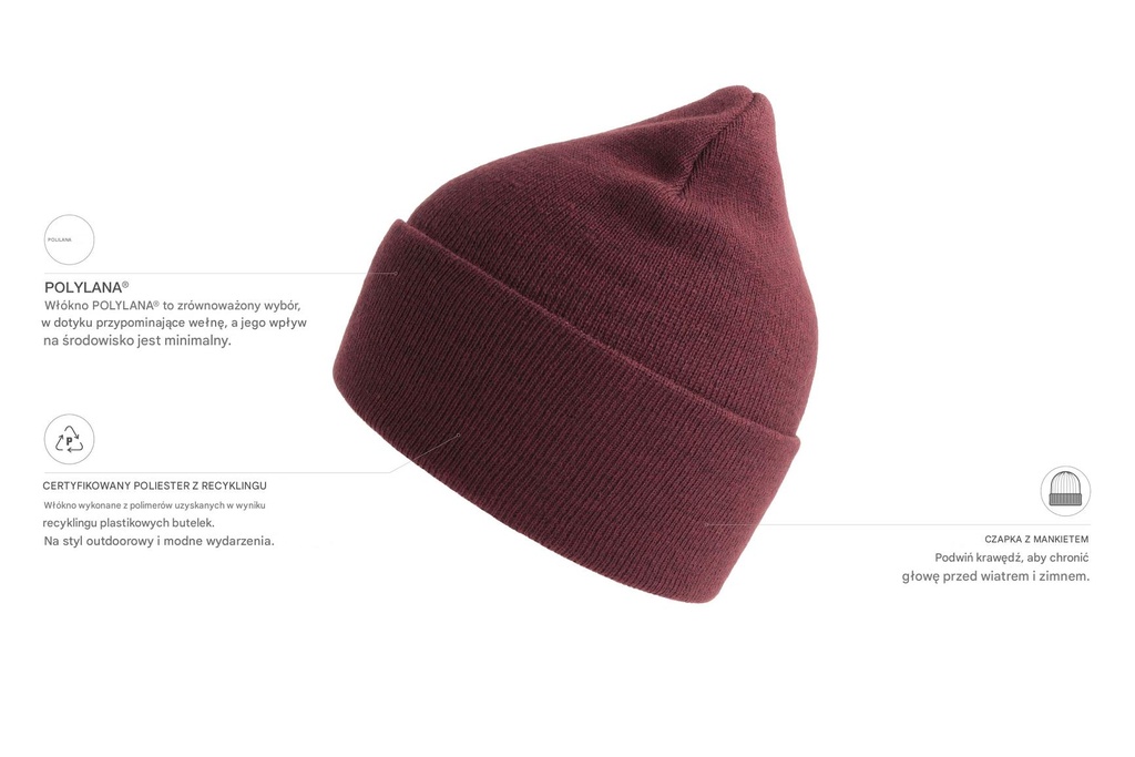 Dwuwarstwowa czapka z recyklingu - Burgundy Melange