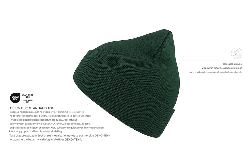 Dwuwarstwowa czapka beanie z wywinięciem - Pine Green