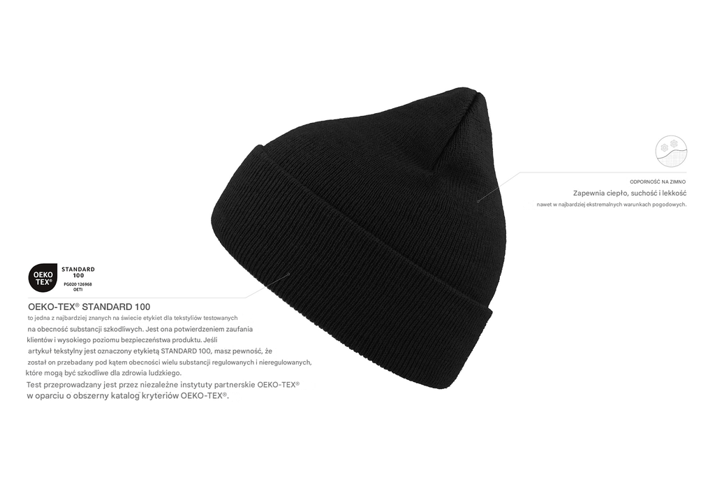 Dwuwarstwowa czapka beanie z wywinięciem - Black