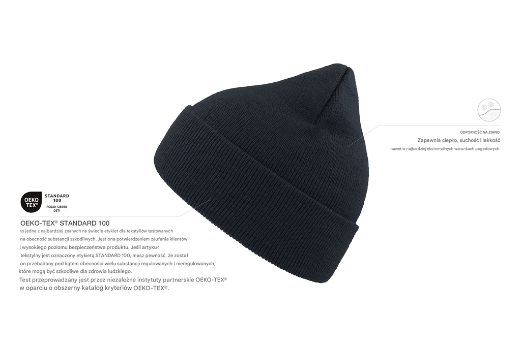 Dwuwarstwowa czapka beanie z wywinięciem - Navy