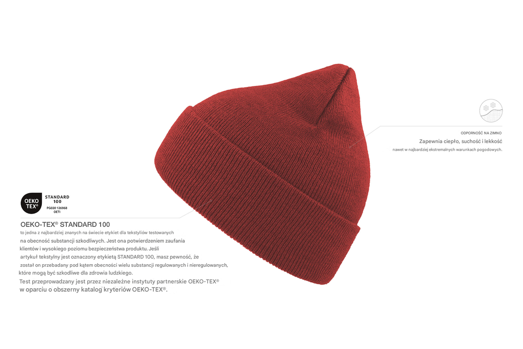 Dwuwarstwowa czapka beanie z wywinięciem - Off Red