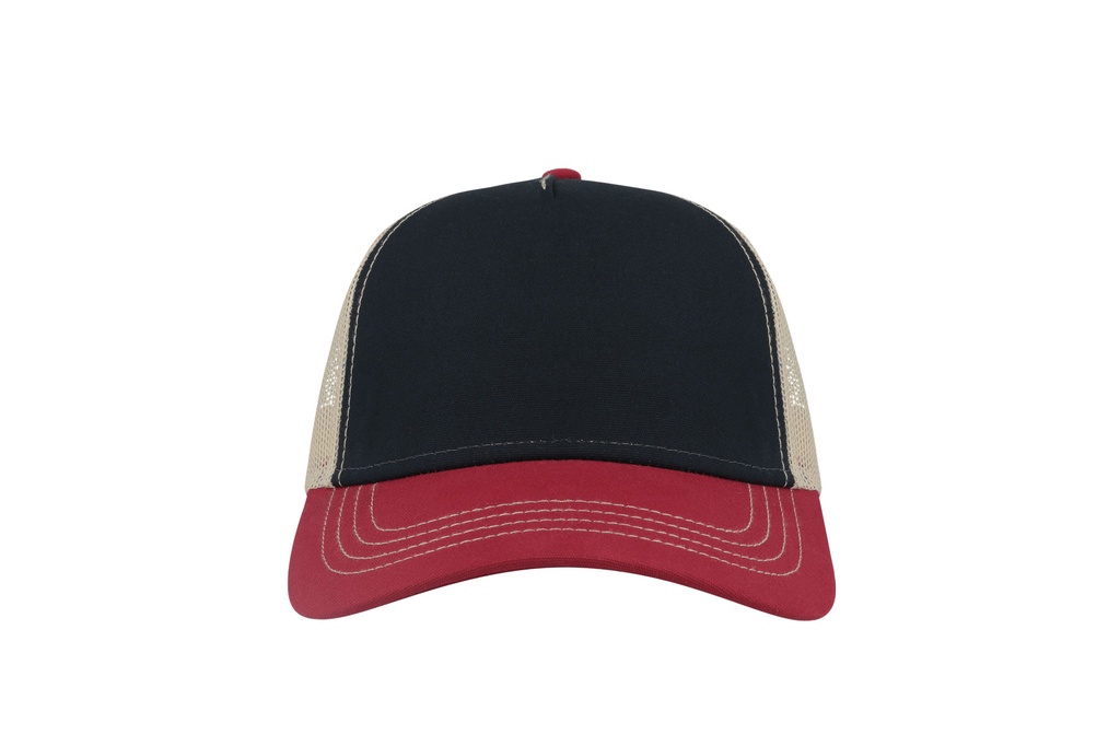 Czapka Trucker z Recyklingu - Navy & Burgundy & Khaki