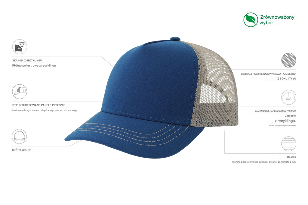 Czapka Trucker z Recyklingu -  Royal & Grey