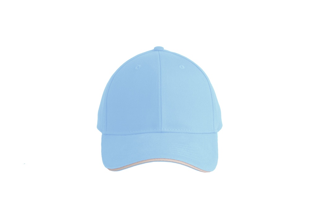 Czapka bawełniana 6-panelowa z zakrzywionym daszkiem - Light Blue & White